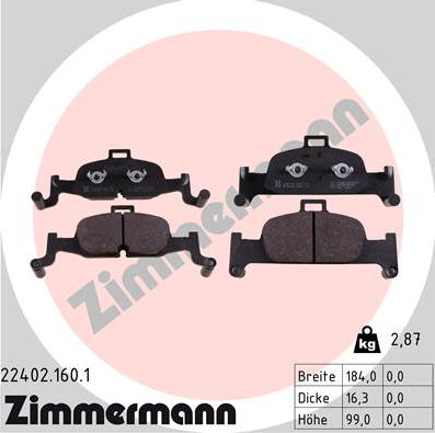 Zimmermann 22402.160.1 - Stabdžių trinkelių rinkinys, diskinis stabdys onlydrive.pro