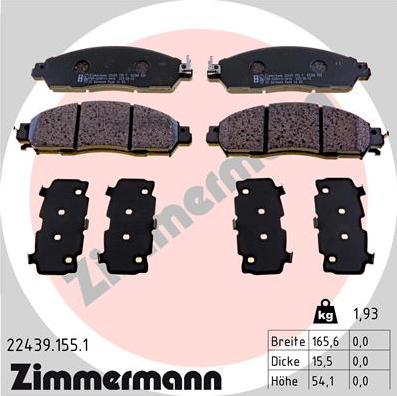 Zimmermann 22439.155.1 - Тормозные колодки, дисковые, комплект onlydrive.pro