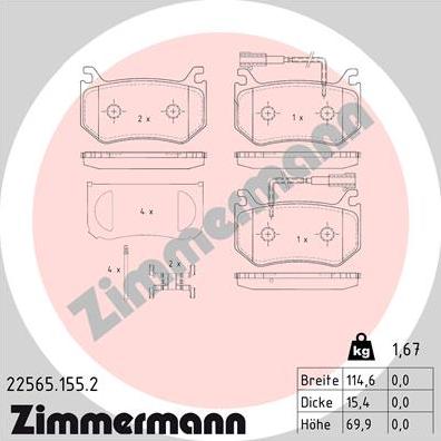Zimmermann 22565.155.2 - Brake Pad Set, disc brake onlydrive.pro