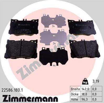 Zimmermann 22586.180.1 - Brake Pad Set, disc brake onlydrive.pro