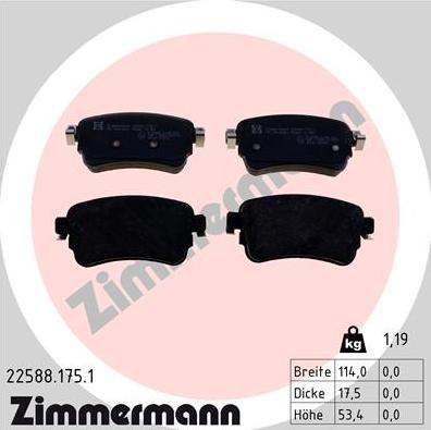 Zimmermann 22588.175.1 - Brake Pad Set, disc brake onlydrive.pro