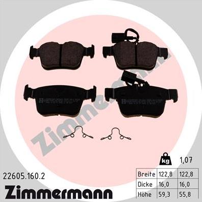 Zimmermann 22605.160.2 - Brake Pad Set, disc brake onlydrive.pro