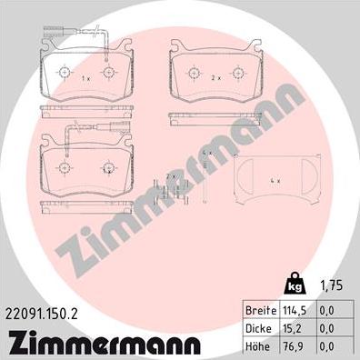 Zimmermann 22091.150.2 - Brake Pad Set, disc brake onlydrive.pro