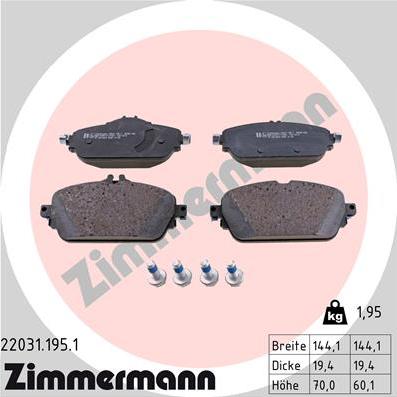 Zimmermann 22031.195.1 - Brake Pad Set, disc brake onlydrive.pro