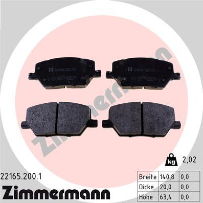 Zimmermann 22165.200.1 - Brake Pad Set, disc brake onlydrive.pro