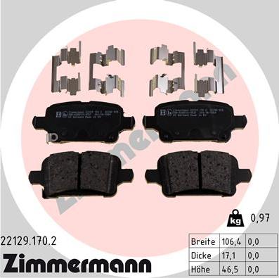 Zimmermann 22129.170.2 - Тормозные колодки, дисковые, комплект onlydrive.pro