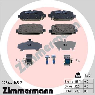 Zimmermann 22844.165.2 - Brake Pad Set, disc brake onlydrive.pro