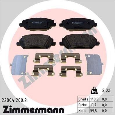 Zimmermann 22804.200.2 - Brake Pad Set, disc brake onlydrive.pro