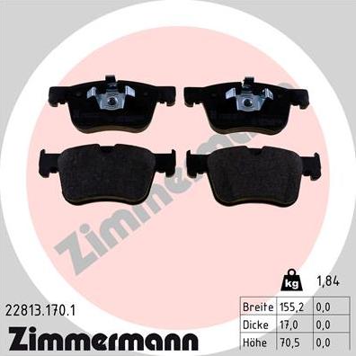 Zimmermann 22813.170.1 - Brake Pad Set, disc brake onlydrive.pro