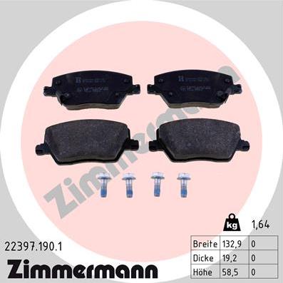 Zimmermann 22397.190.1 - Stabdžių trinkelių rinkinys, diskinis stabdys onlydrive.pro