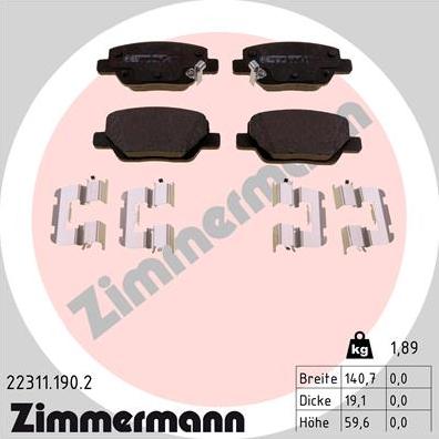 Zimmermann 22311.190.2 - Brake Pad Set, disc brake onlydrive.pro