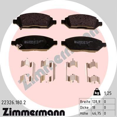 Zimmermann 22326.180.2 - Bremžu uzliku kompl., Disku bremzes onlydrive.pro