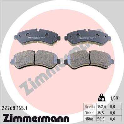 Zimmermann 22768.165.1 - Brake Pad Set, disc brake onlydrive.pro