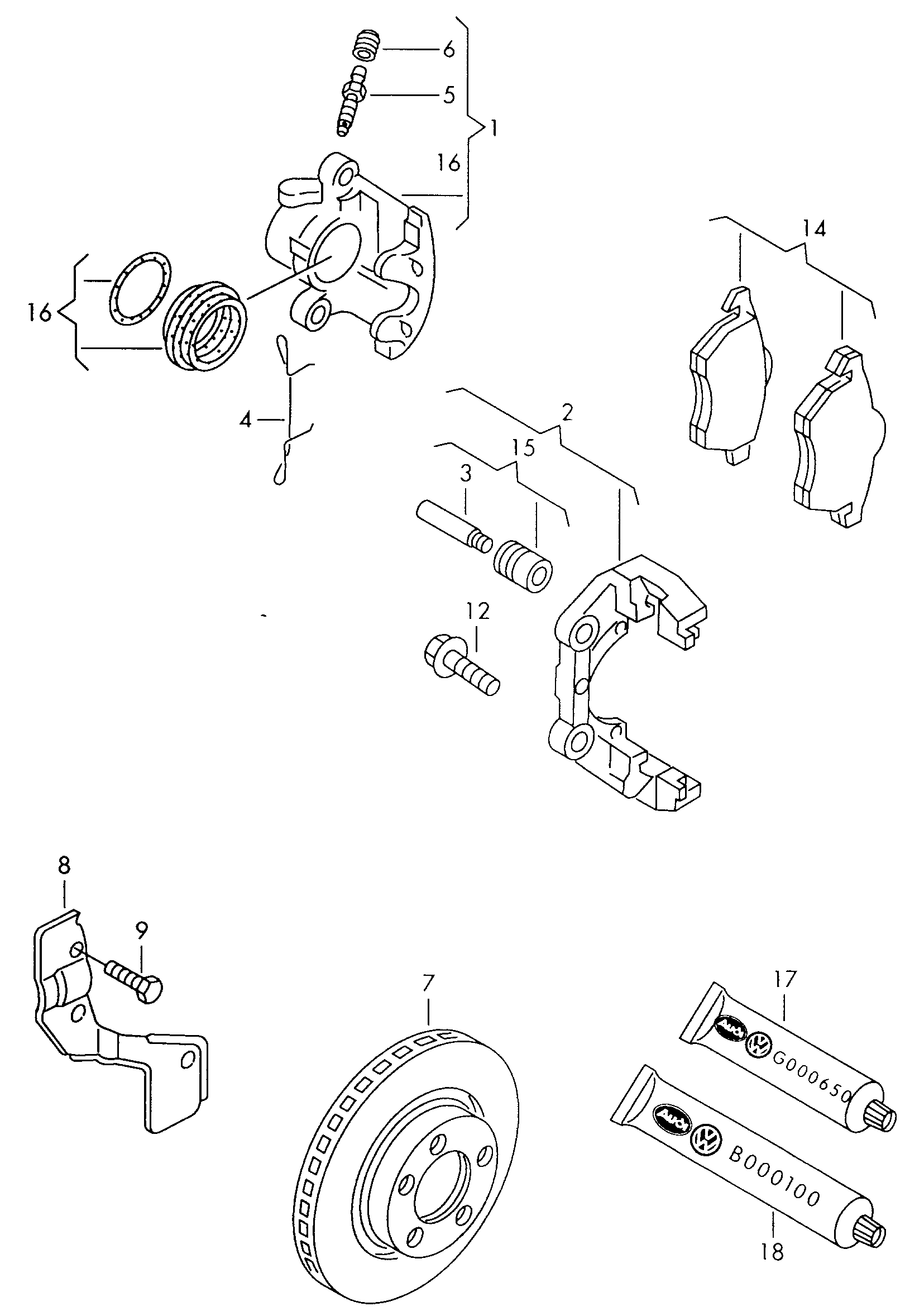 VAG 4B0 698 151 AB - Bremžu uzliku kompl., Disku bremzes onlydrive.pro