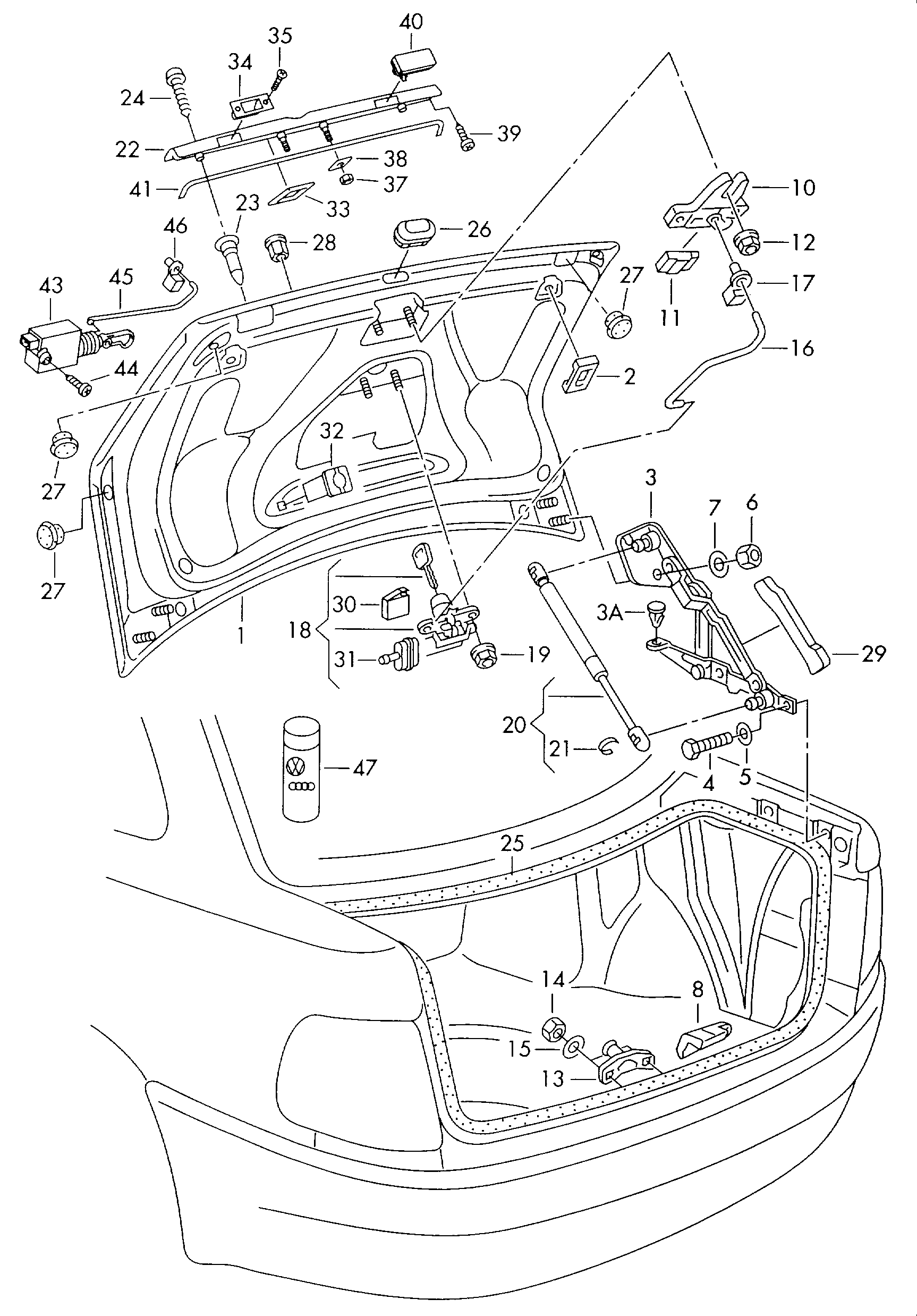 VW 8D5 827 552 F - Dujinė spyruoklė, bagažinė onlydrive.pro