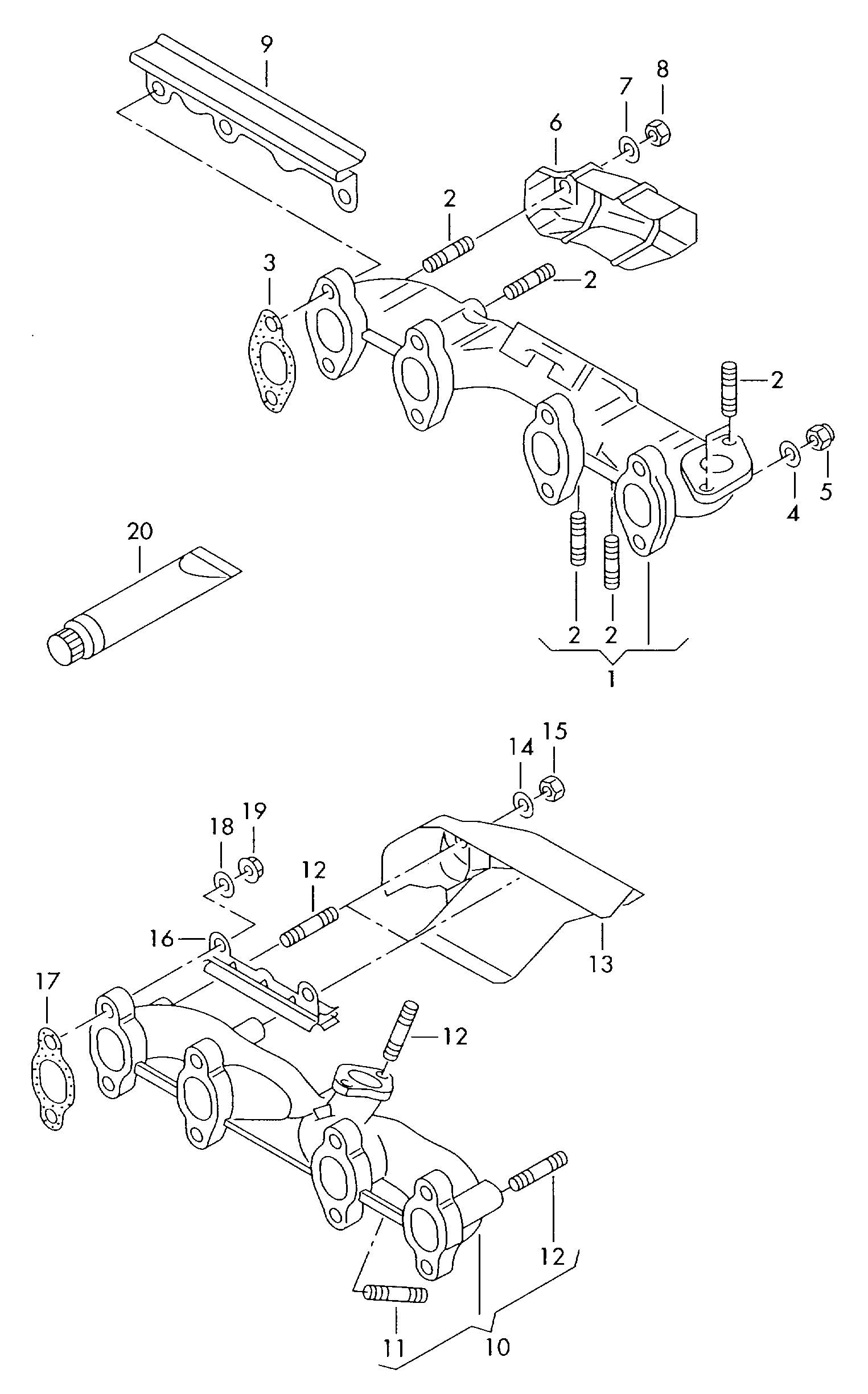 Skoda 038253031N - Mounting Kit, exhaust manifold onlydrive.pro