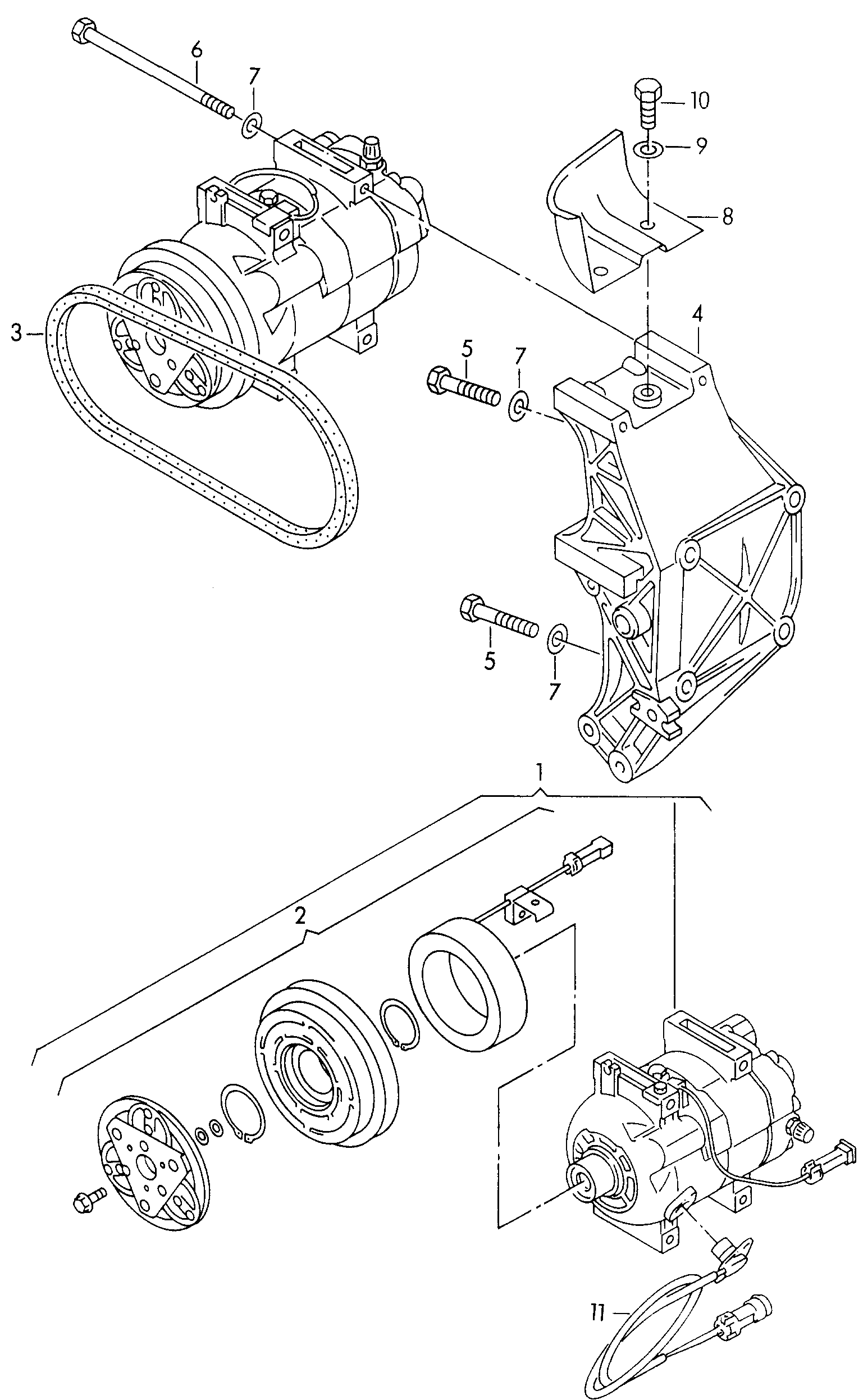 VAG 028 260 849 H - A/c compressor connecting and mounting parts for compressor: 1 pcs. onlydrive.pro