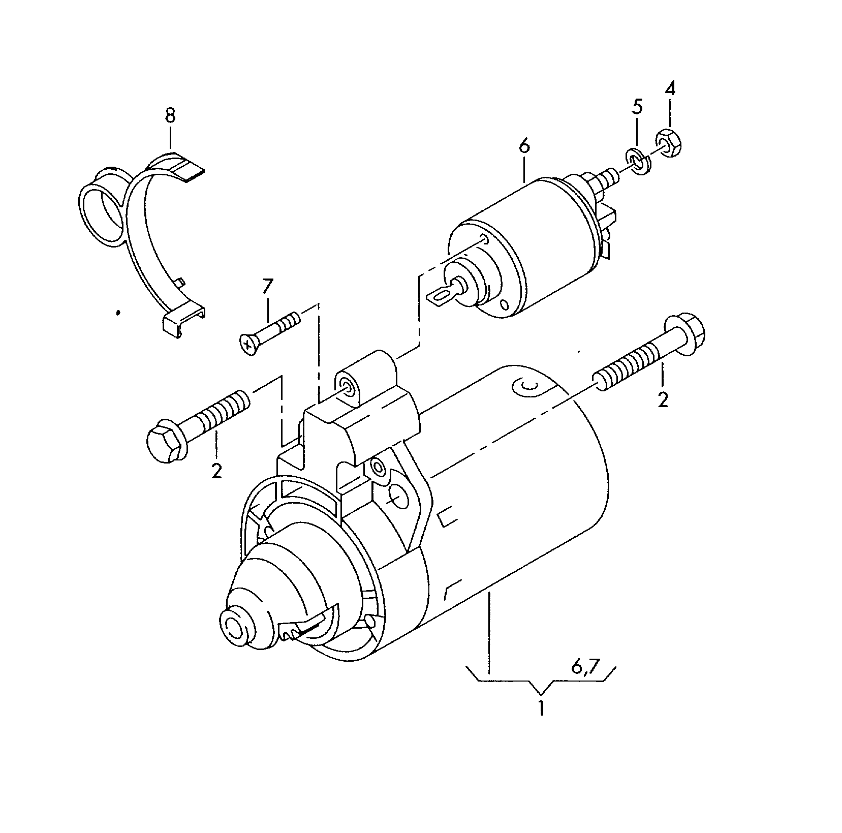 VW 06E911287 - Solenoid Switch, starter onlydrive.pro