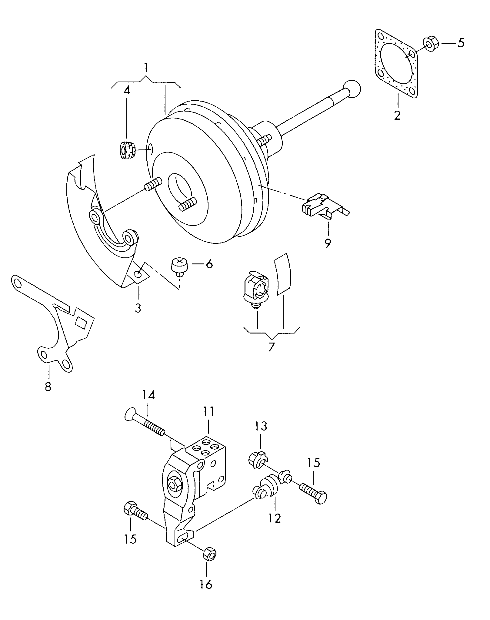 Seat 1J1 614 106 H - Stabdžių stiprintuvas onlydrive.pro