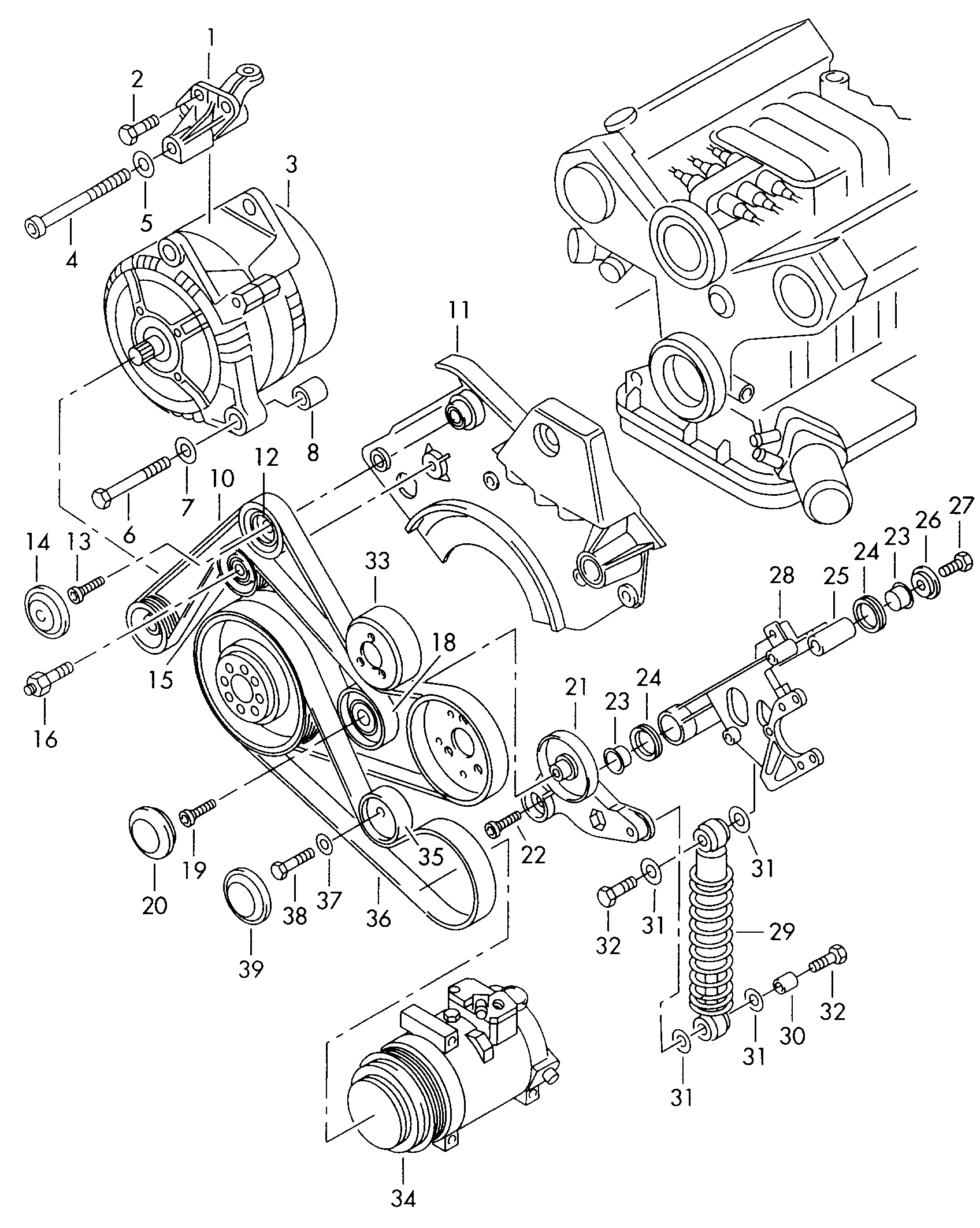 Skoda 059 145 276 - Kreipiantysis skriemulys, V formos rumbuotas diržas onlydrive.pro