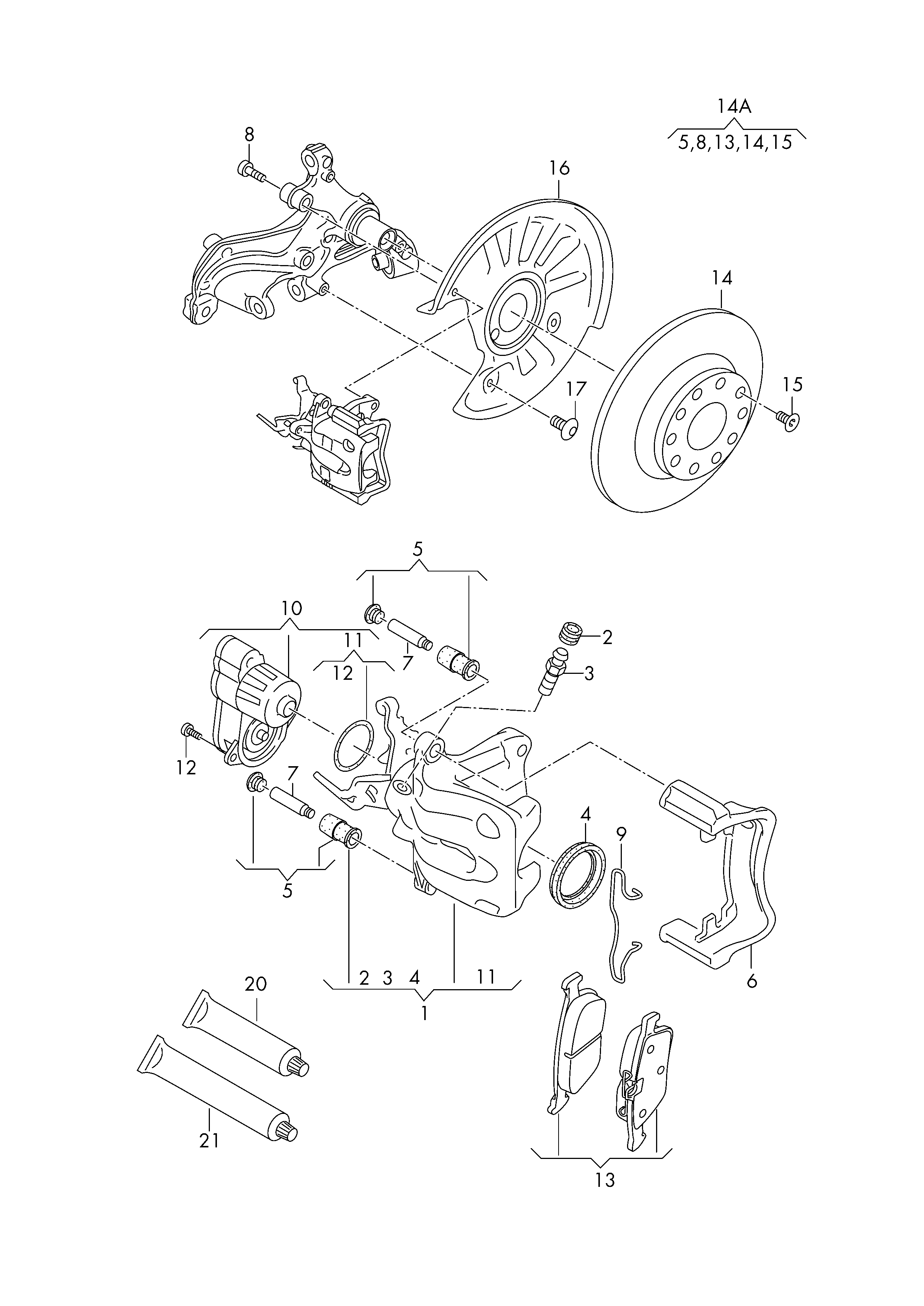 VAG 8V0 698 451 B - Bremžu uzliku kompl., Disku bremzes onlydrive.pro