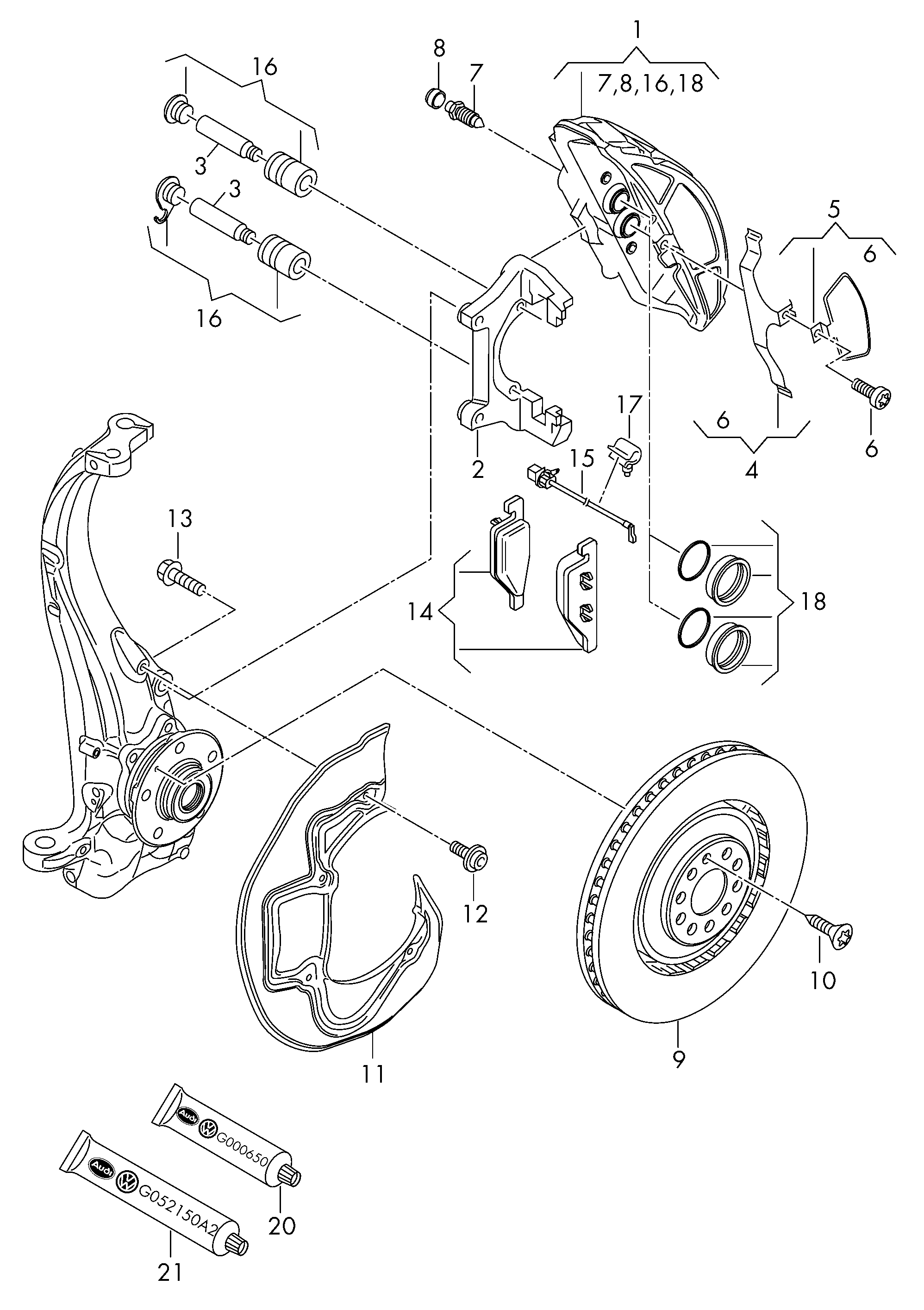 VW 7E0698647 - Guide Sleeve Kit, brake caliper onlydrive.pro