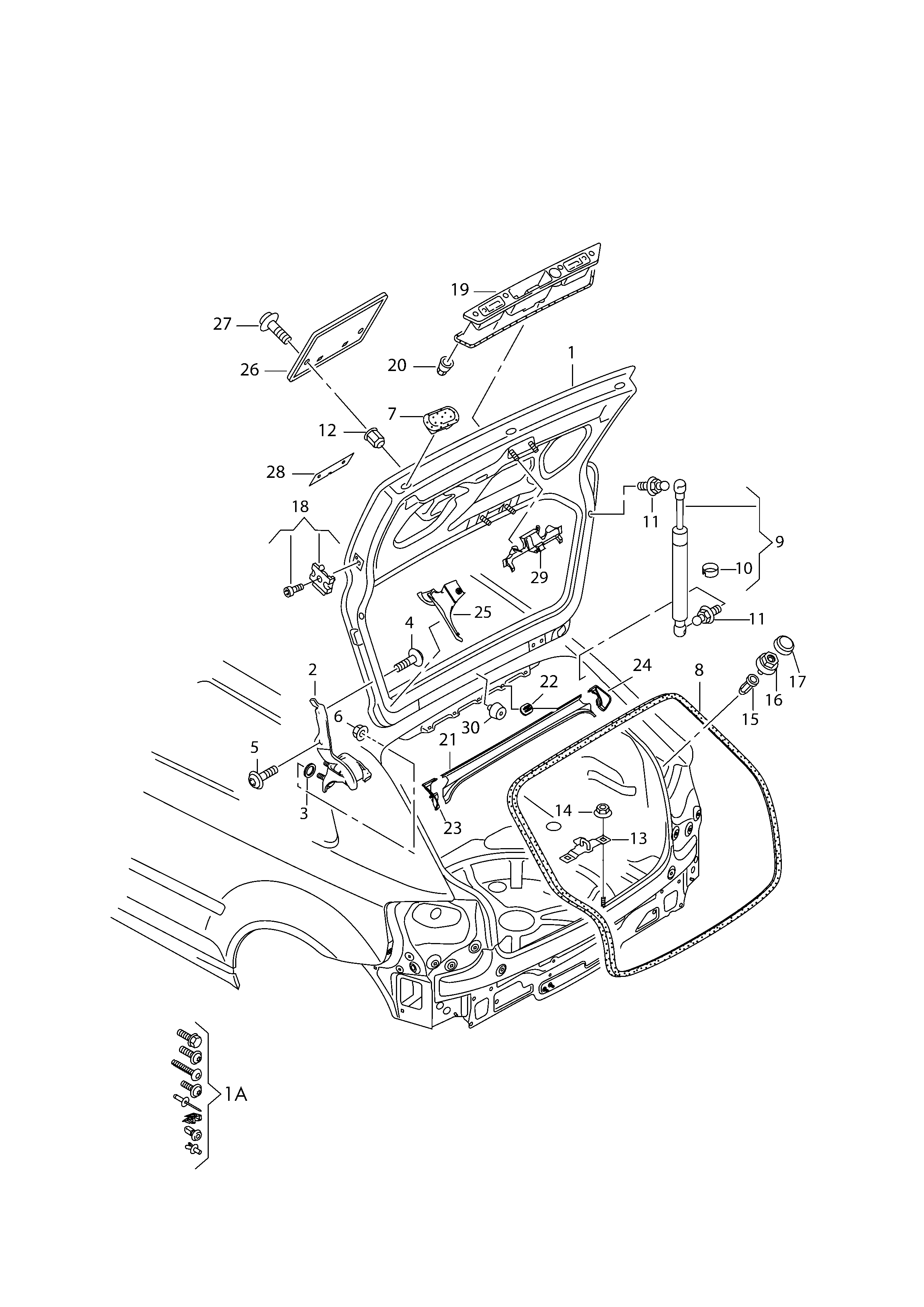 VW 8P4827552B - Gas Spring, boot, cargo area onlydrive.pro