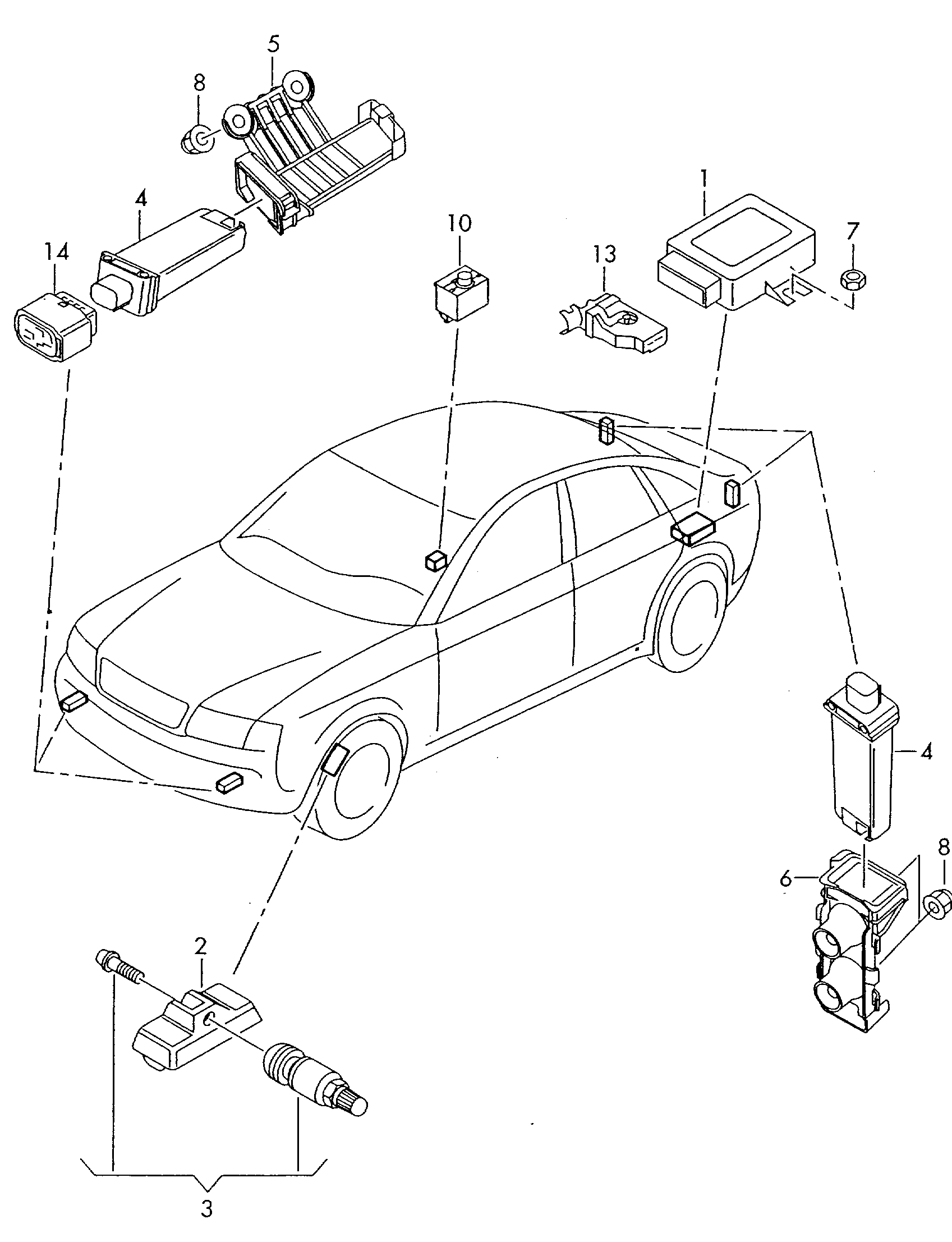 VW 4D0 907 275 E - Ремонтный набор, клапан (Система контроля давления в шинах) onlydrive.pro