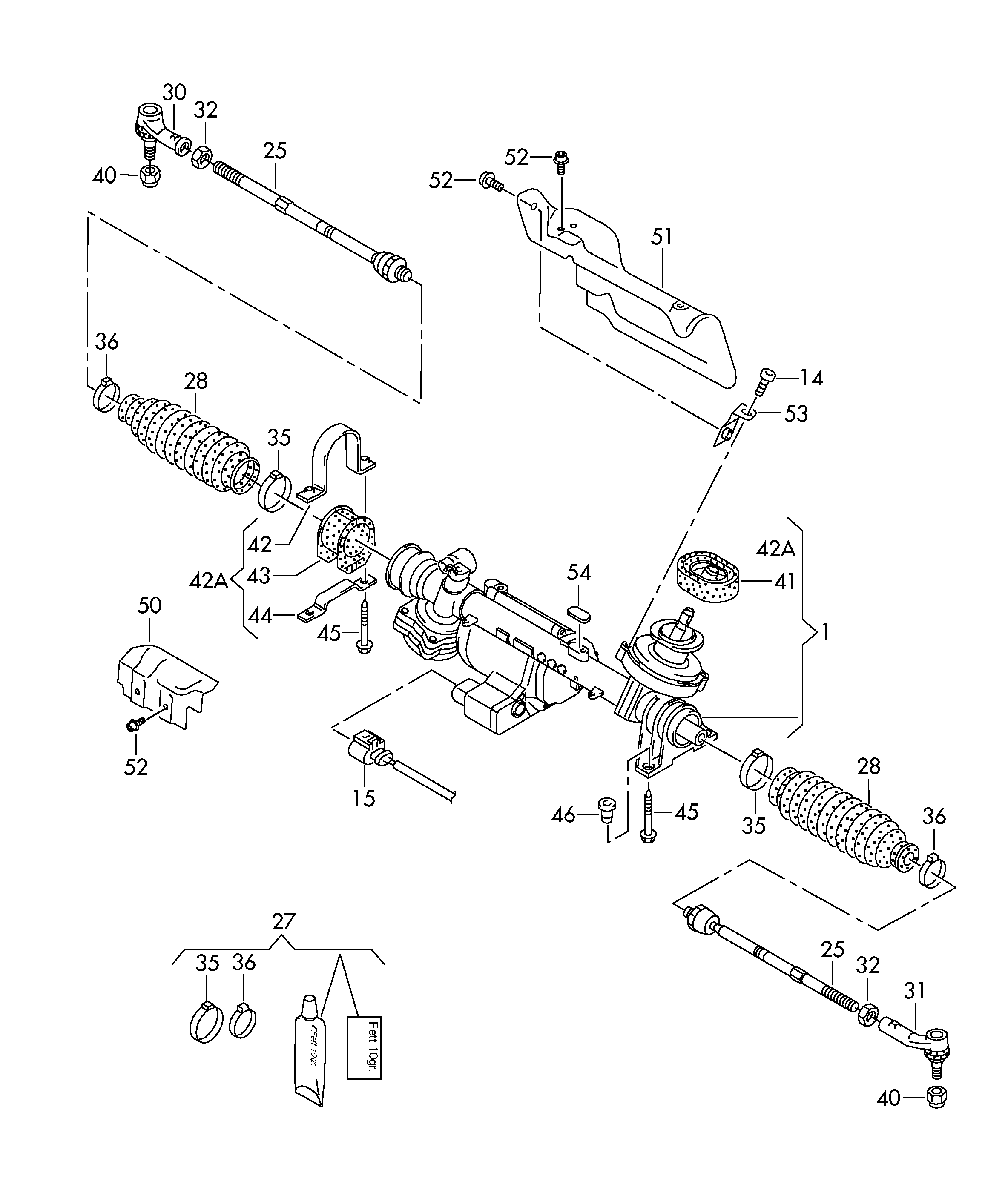 Skoda 1K1 423 055 KX - Рулевой механизм, рейка onlydrive.pro