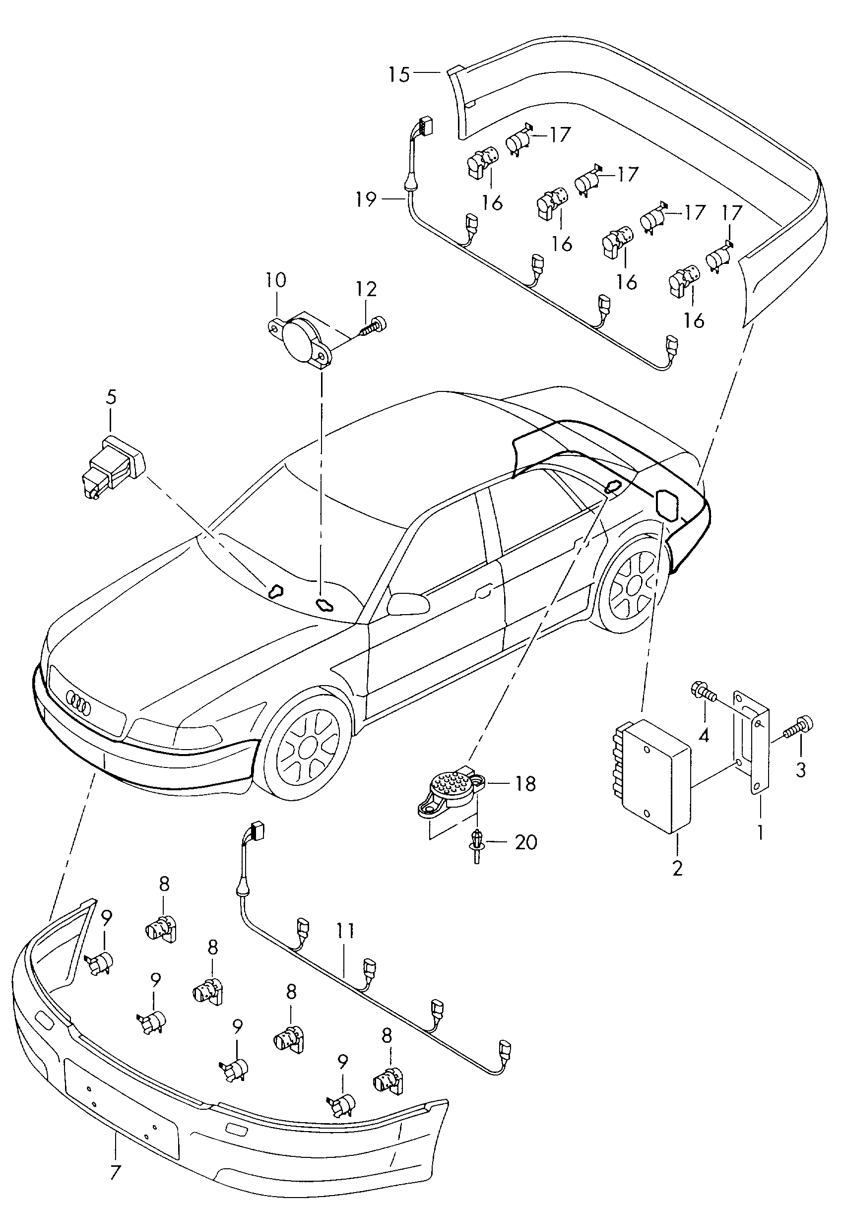 Seat 4B0 919 275 A - Jutiklis, statymo atstumo jutiklis onlydrive.pro