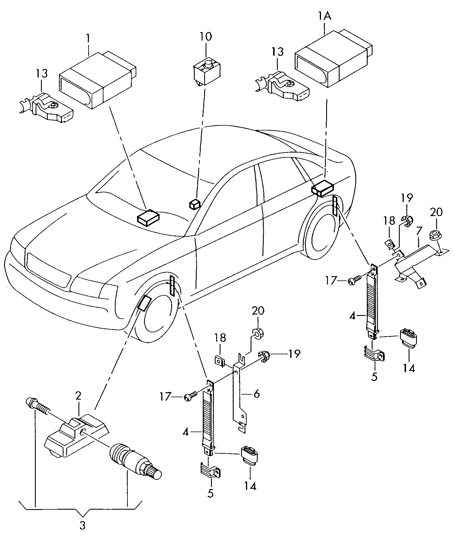 Skoda 4D0907275 - Wheel Sensor, tyre pressure control system onlydrive.pro