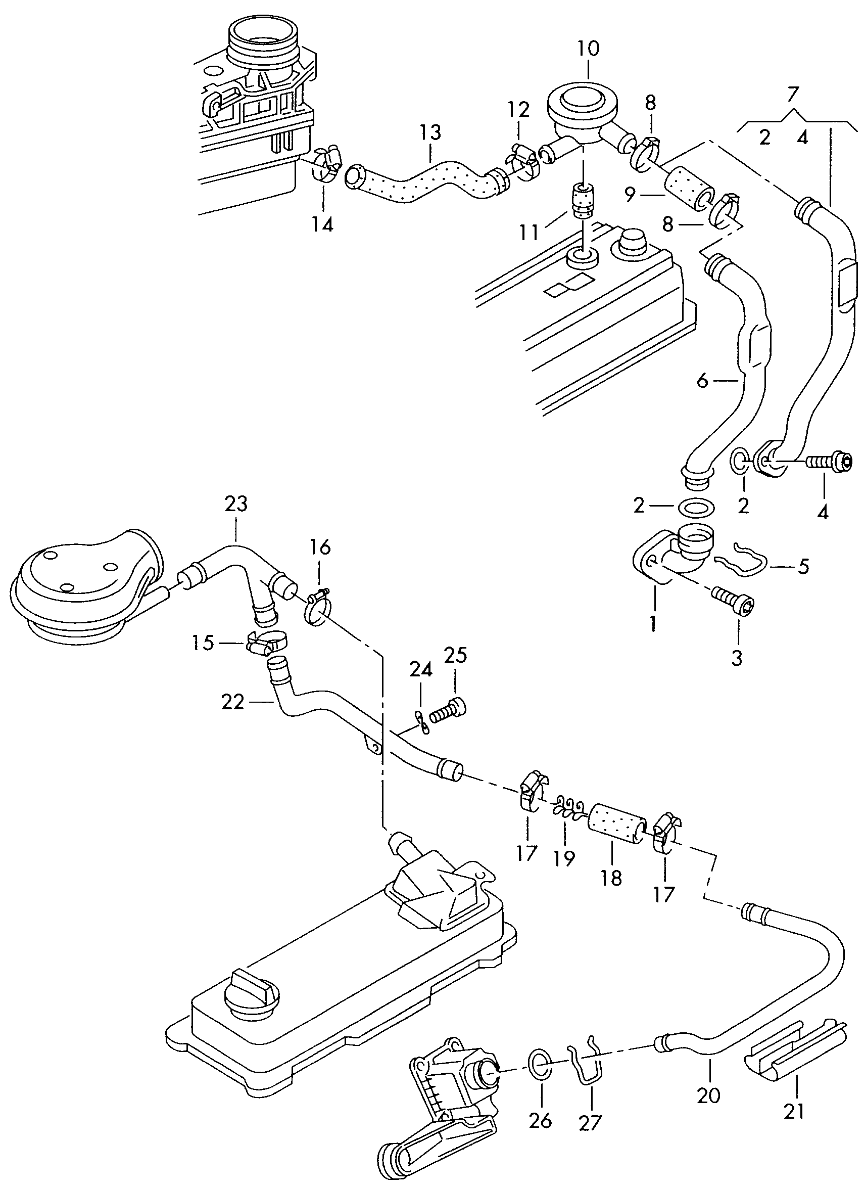 VW 048 103 493 A - Šļūtene, Motora galvas vāka ventilācija onlydrive.pro