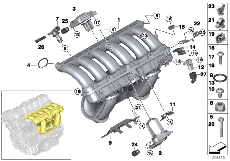 BMW 11 61 7 561 408 - Fitting, intake manifold onlydrive.pro