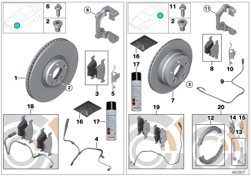 BMW 34112288862 - Piduriklotsi komplekt,ketaspidur onlydrive.pro