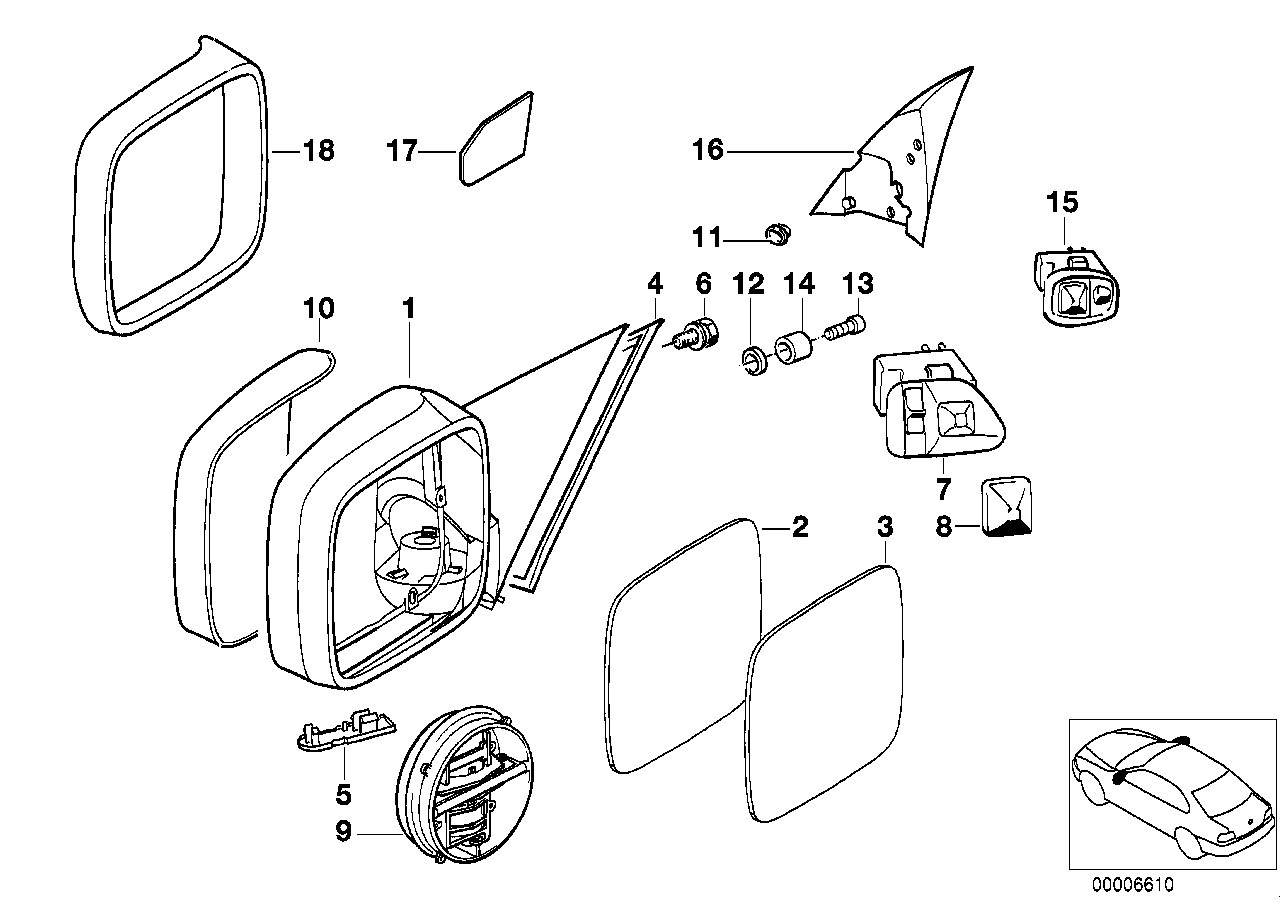 BMW 5116-8119-162 - Зеркальное стекло, наружное зеркало onlydrive.pro