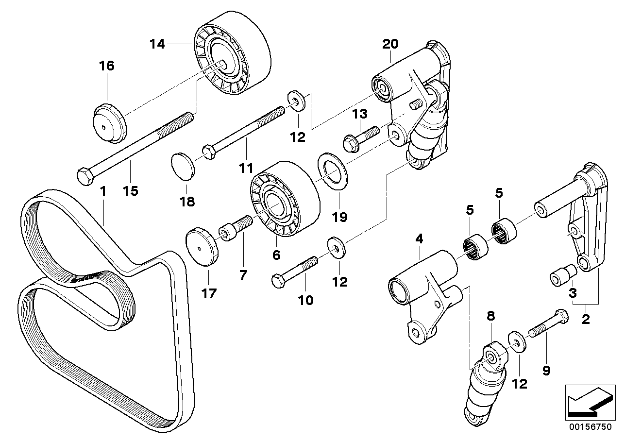 BMW 11281730349 - Kreipiantysis skriemulys, V formos rumbuotas diržas onlydrive.pro