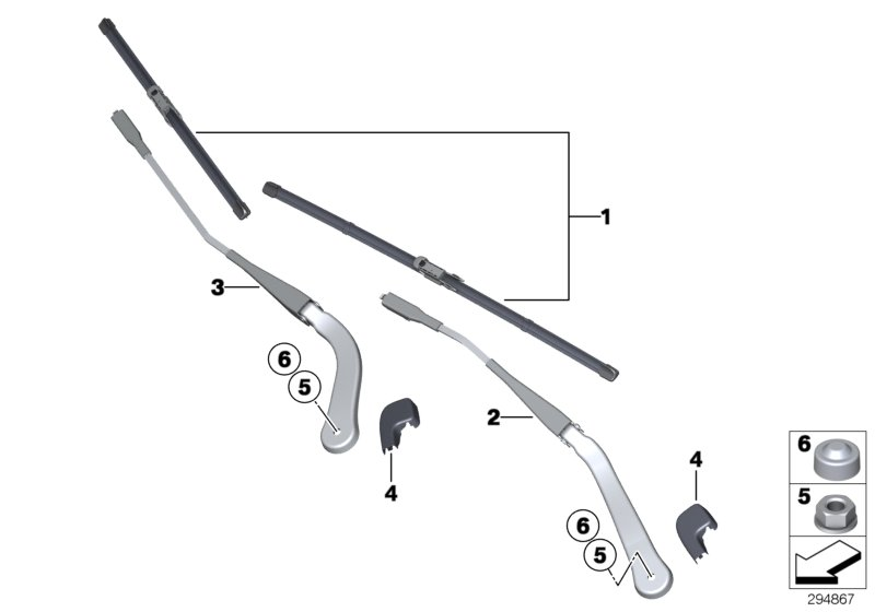 BMW 61612159628 - Single components for wiper arm: 1 Kit pcs. onlydrive.pro