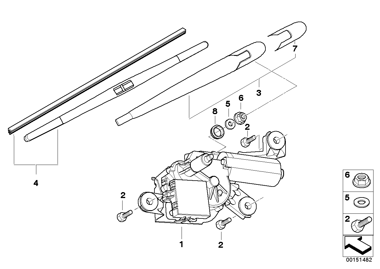 BMW 6162 3 400 708 - Single parts for rear window wiper: 1  pcs. onlydrive.pro