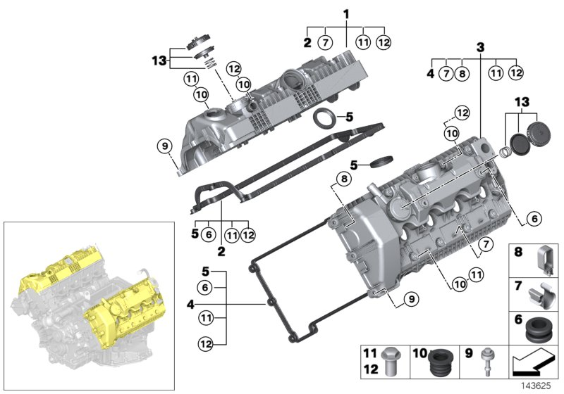 BMW 11 12 7 511 582 - Gasket Set, cylinder head cover onlydrive.pro