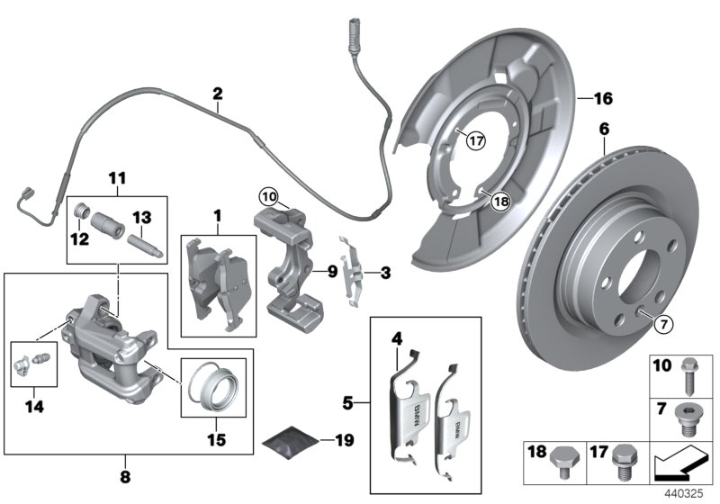 BMW 34412354195 - Rear wheel brake, brake pad sensor: 2 Kit pcs. onlydrive.pro