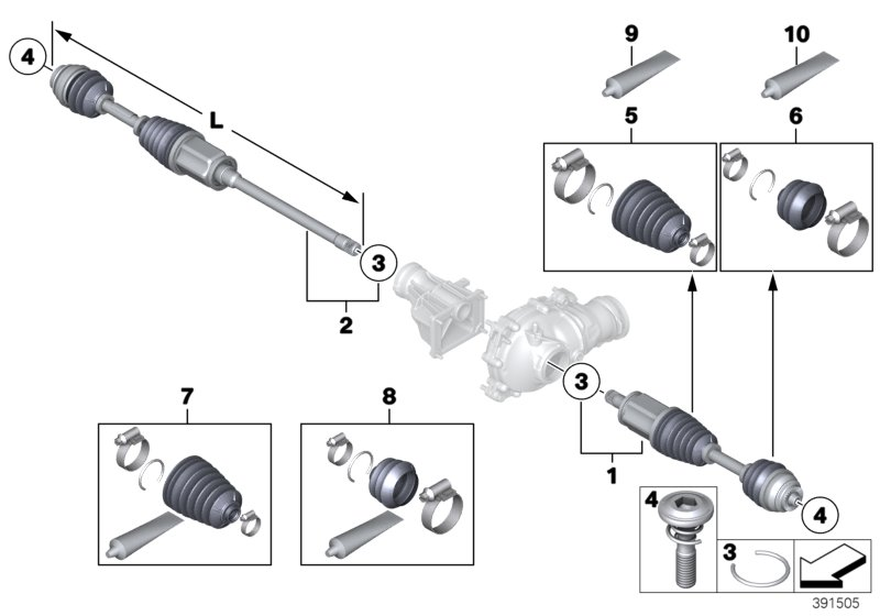 BMW 31607549468 - Final drive(frnt axle),output shaft,4whl: 2 Kit pcs. onlydrive.pro