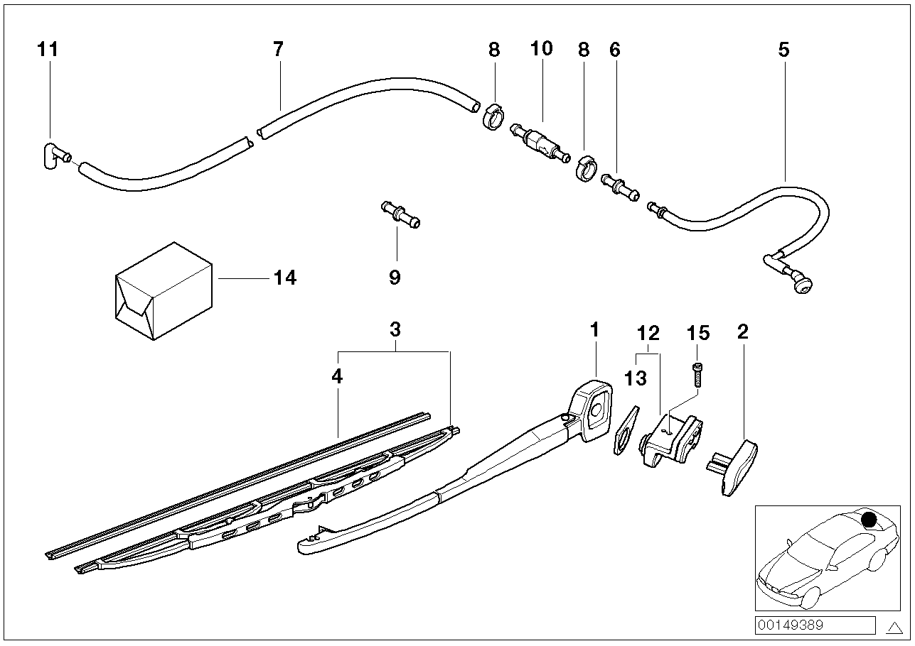 BMW 61628239164 - Stikla tīrītāja slotiņa onlydrive.pro