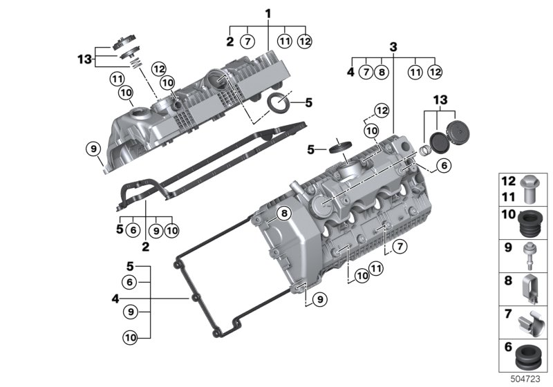 BMW 11 12 7 502 482 - Cylinder head cover: 2  pcs. onlydrive.pro