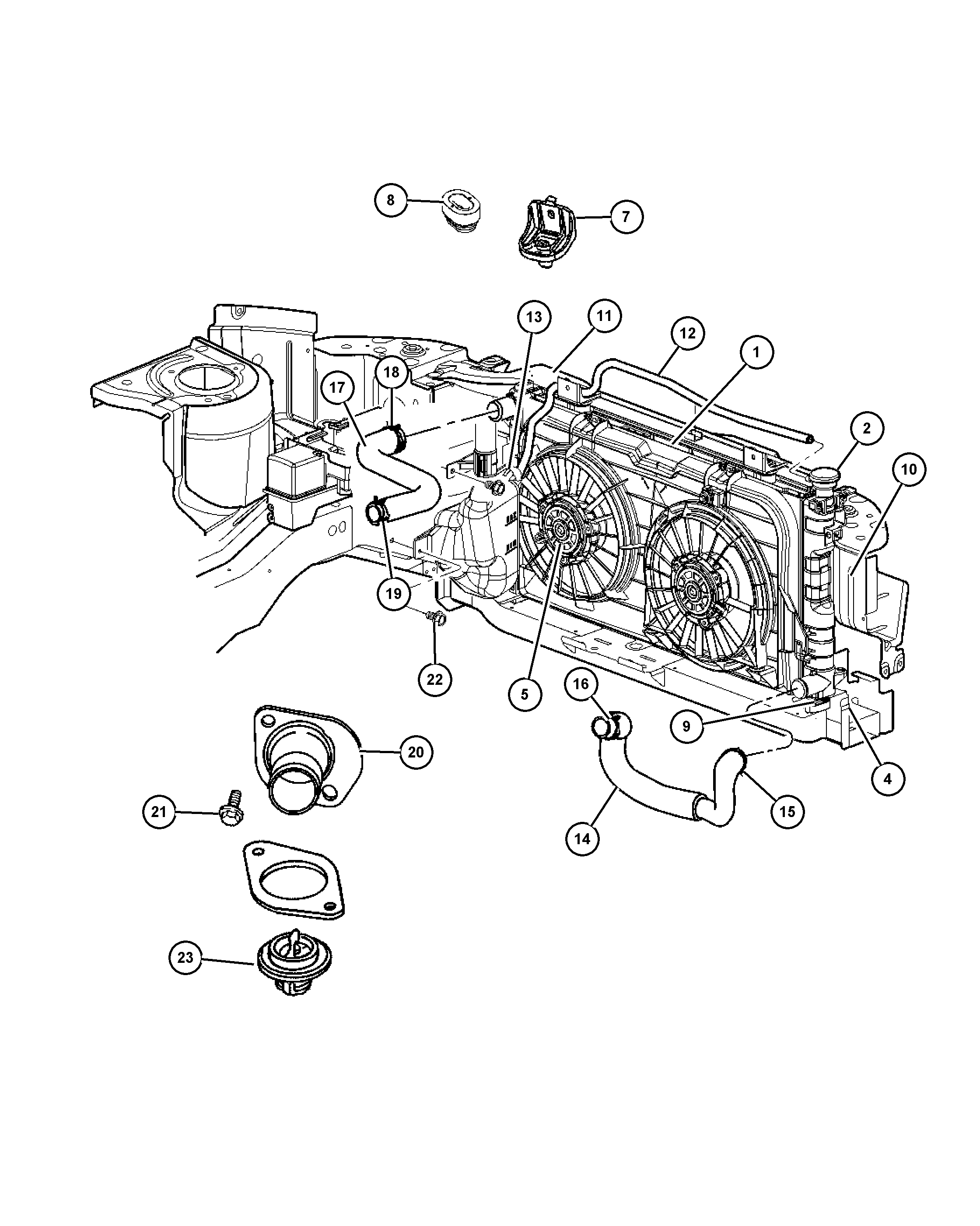 Chrysler 4677 493AA - Radiator and related parts 3.3l [ega][egm] 3.8l [egh]: 1 pcs. onlydrive.pro