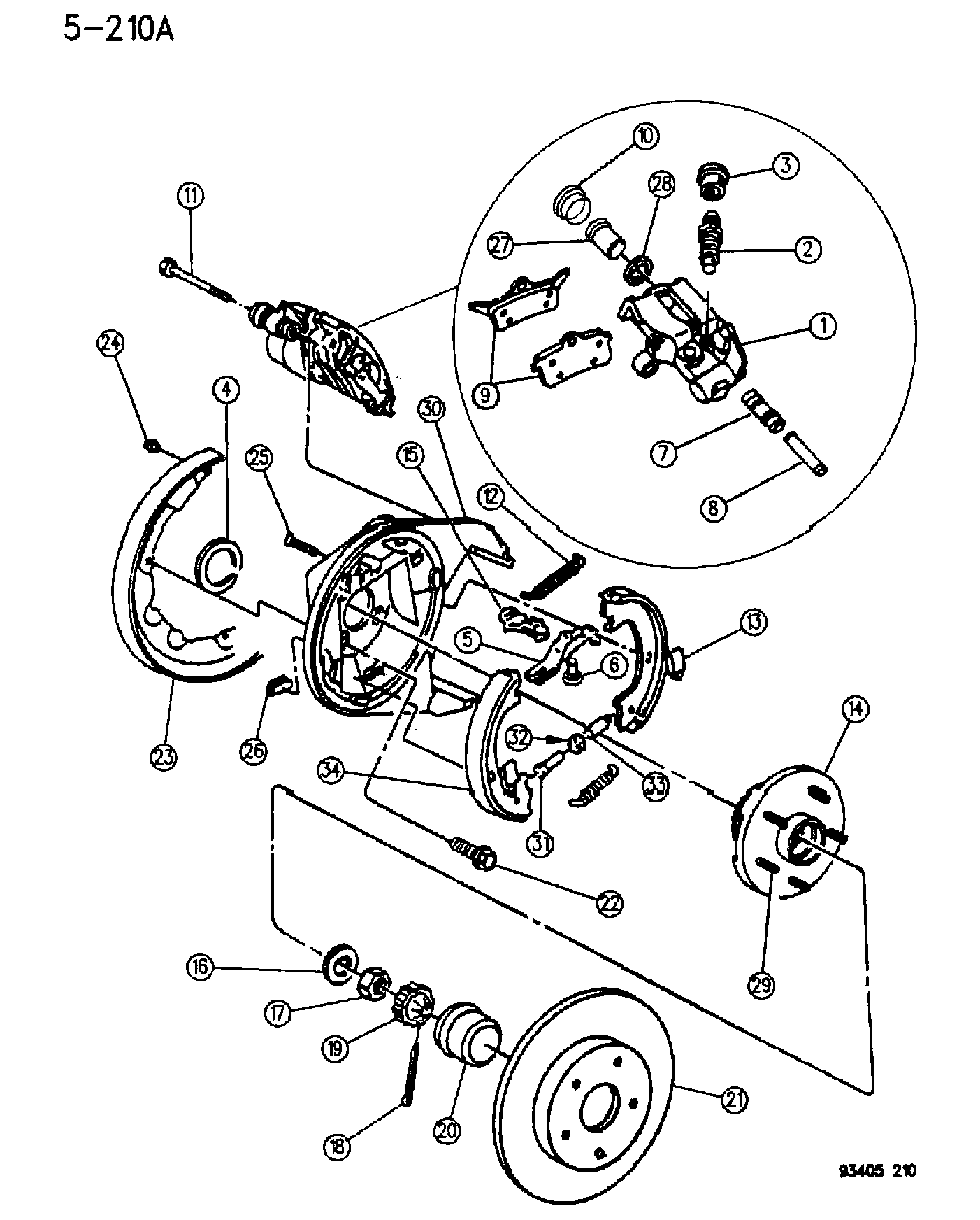 Chrysler 450 9505 - Brake Shoe Set, parking brake onlydrive.pro