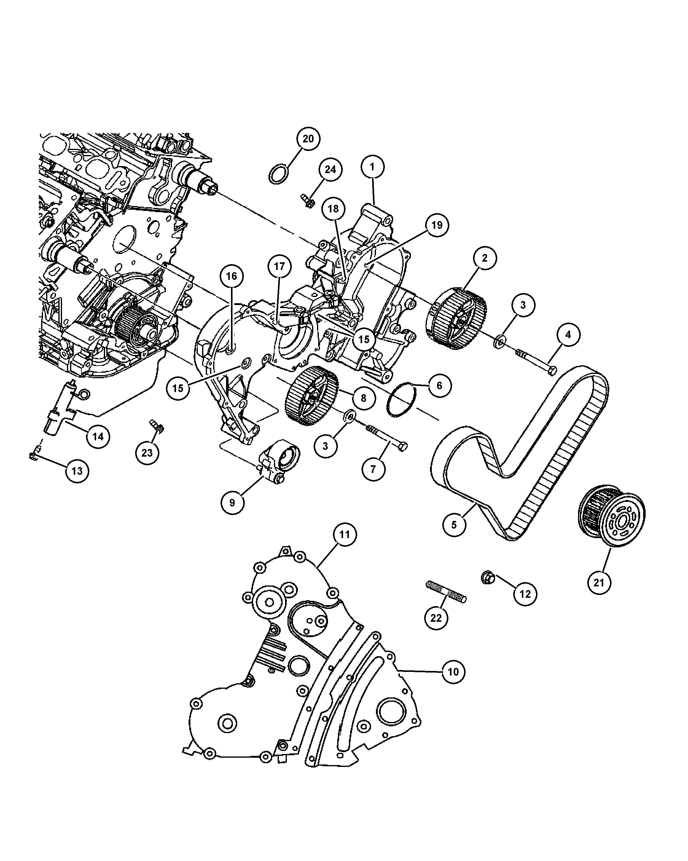 Chrysler 4663 515AC - Timing belt and cover 3.5l engine  [egn]: 1 pcs. onlydrive.pro