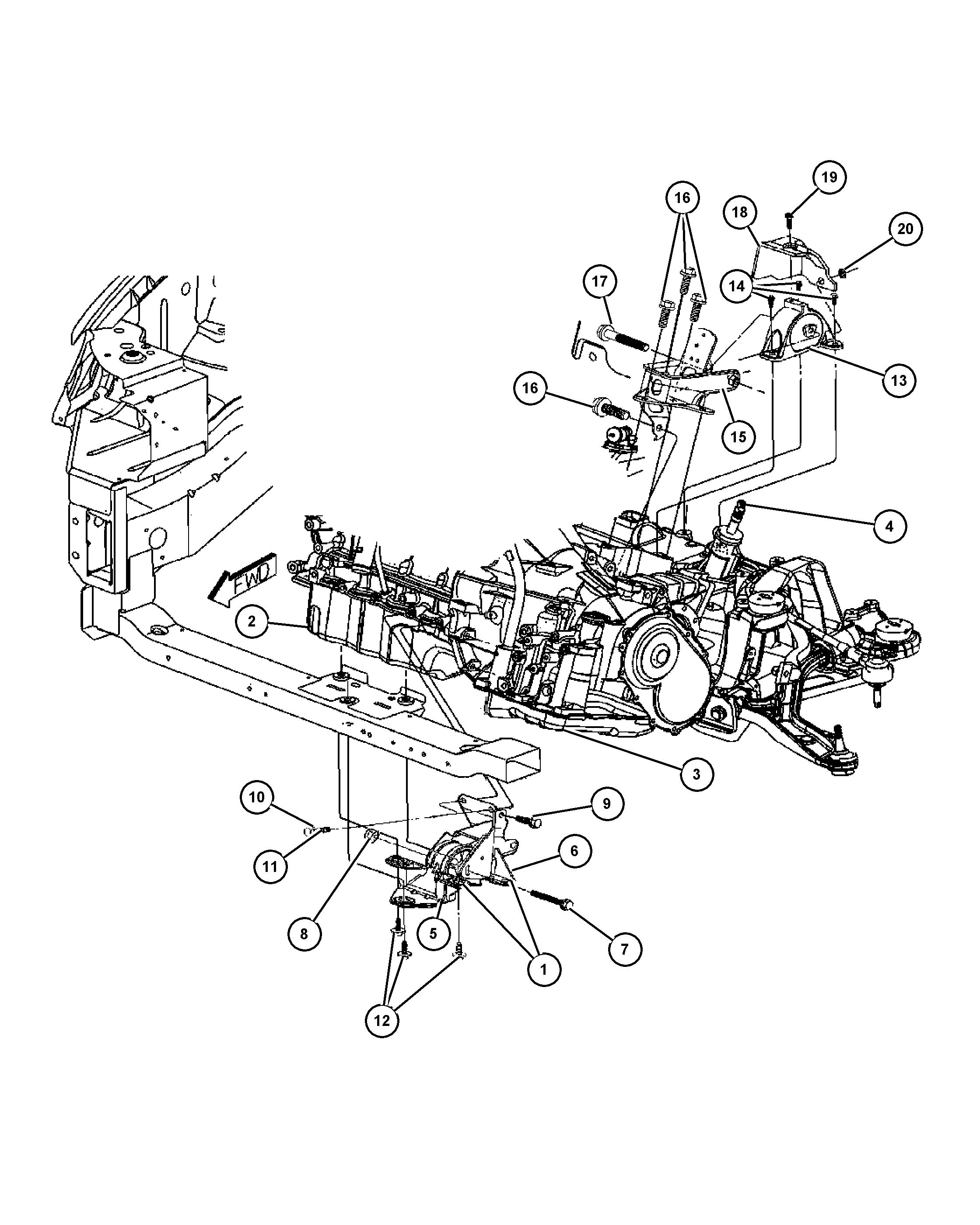 Chrysler 4861 430AB - Mounts, front and rear [enr]: 1 pcs. onlydrive.pro