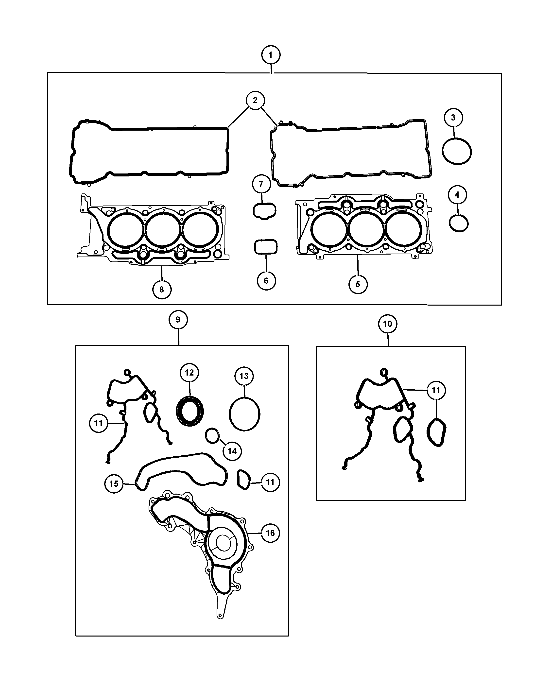 Chrysler 68087 340AA - Engine gasket kits 3.6l [erb]: 1 pcs. onlydrive.pro