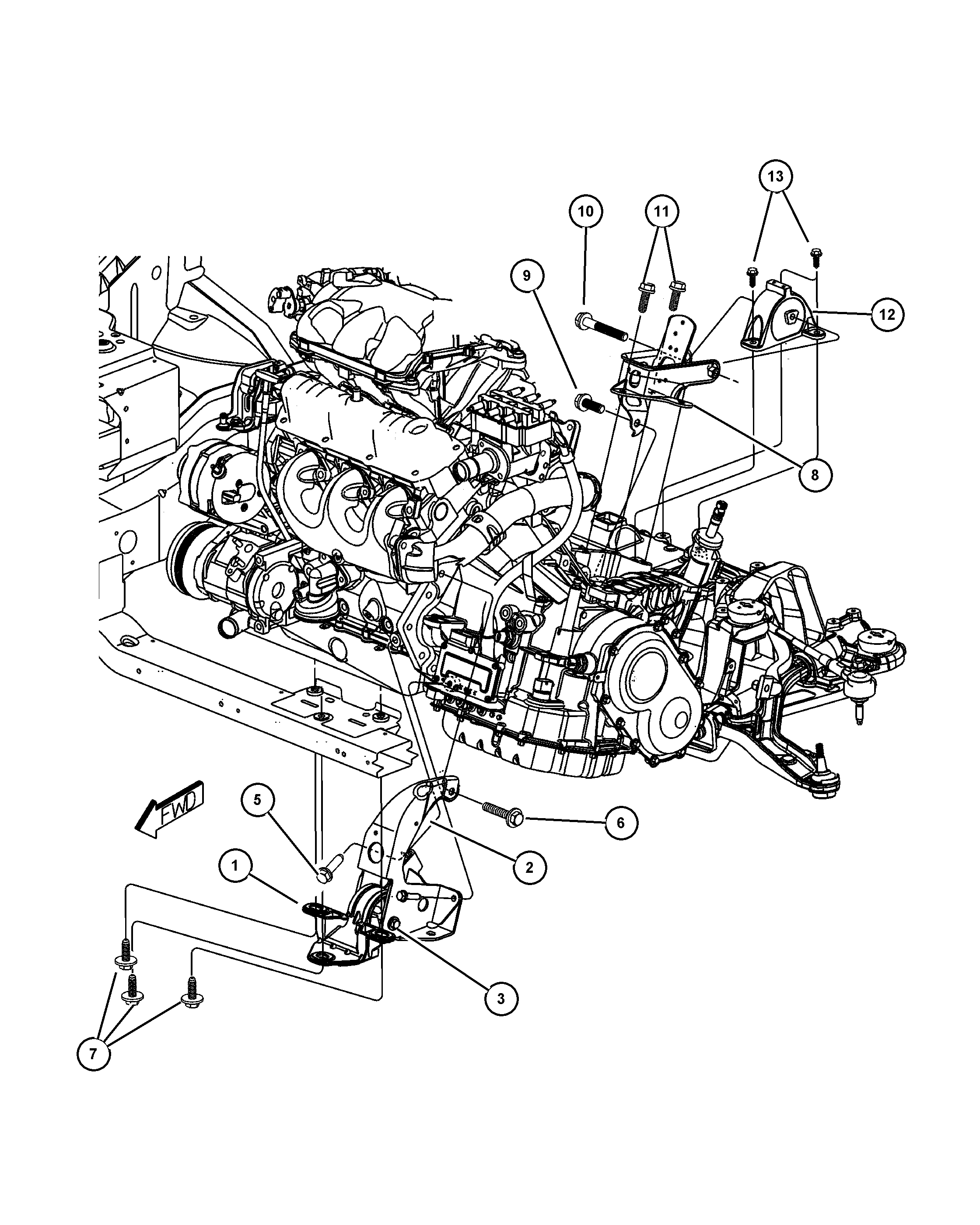 Chrysler 4861 295AB - Mounts, engine (ega) radiator support & transmission  (1 of 3): 1 pcs. onlydrive.pro