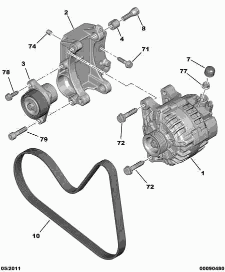 PEUGEOT 98 007 165 80 - Alternator and fixings: 01 pcs. onlydrive.pro